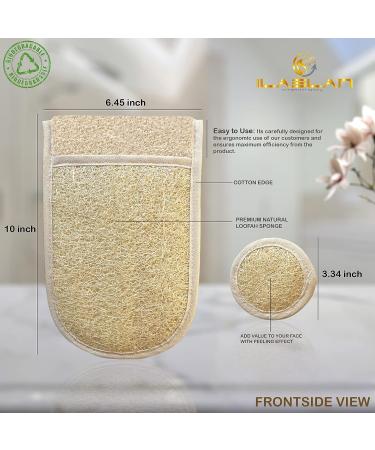 Loofah Exfoliating Body Scrubber & Face Pad Set - Dual Sided for Men and Women - Bath Sponge for Shower - Natural Feel (1 Pack) - Buy Online on GoSupps.com