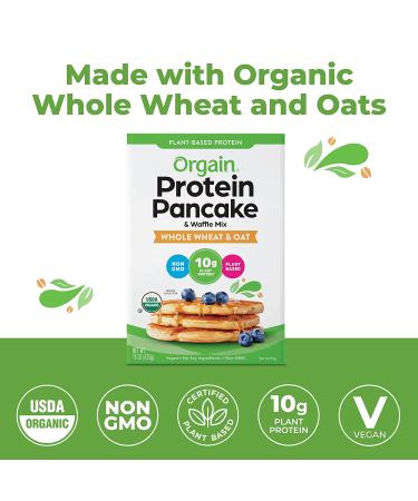 Orgain Protein Pancake & Waffle Mix - Whole Wheat & Oat, 10g Plant Based Protein, Non-GMO, Dairy & Soy Free - 15 Oz - Buy Online on GoSupps.com