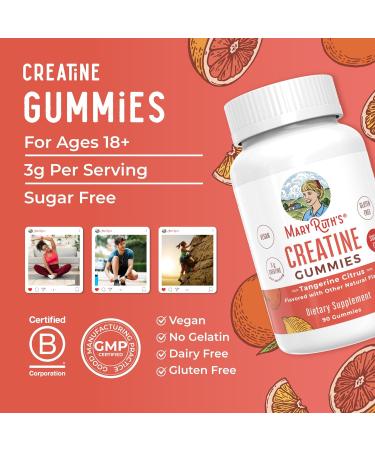 MaryRuth's Creatine Gummies | Creatine Monohydrate Gummies | 3g Creatine Per Serving | Creatine for Women & Men | Tangerine Citrus Flavor | Exercise | Workout | Sugar Free | Vegan | 90 Count - Buy Online on GoSupps.com