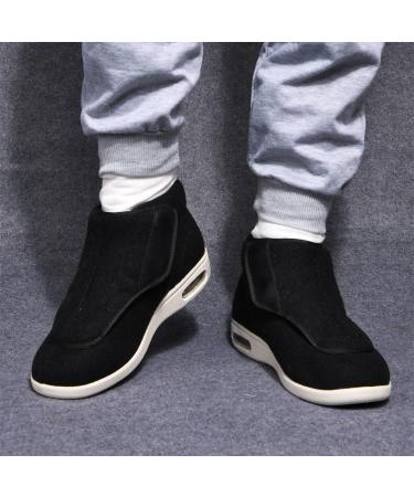 ZHENSI Men's Adjustable Wide Diabetic Shoes for Swollen Feet - Non-Slip Slippers for Elderly - Size 10.5 Black - Buy Online on GoSupps.com
