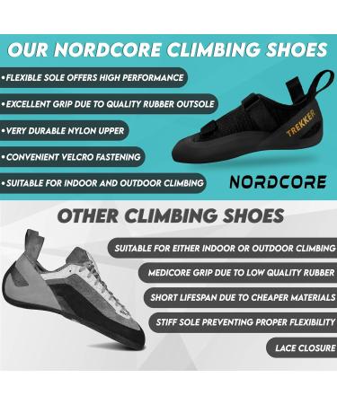 Northcore Climbing Shoes - Lightweight Breathable Men & Women Hiking Shoes - Non-Slip Double Strap Closure Tight-Fitting 44 EU Black - Buy Online on GoSupps.com