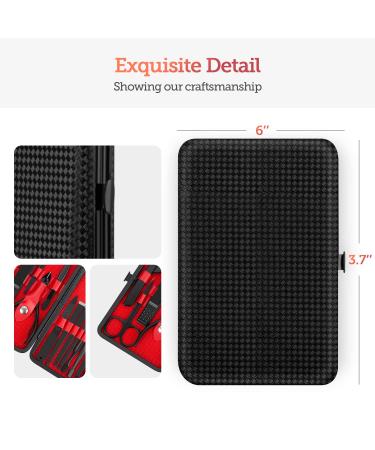 Vabogu Manicure Pedicure Kit 8-in-1 Nail Tools with Travel Case - Professional Grooming Kit for Men and Women, Upgraded Version in Black - Buy Online on GoSupps.com