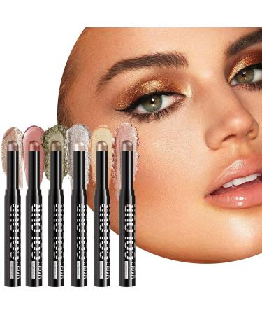 Creamy Eyeshadow Stick 6 Colours Eye Pen - Shiny Pencil Multi-Use Long-Lasting Hold for Everyday Look Eye Base for Women Makeup - Buy Online on GoSupps.com