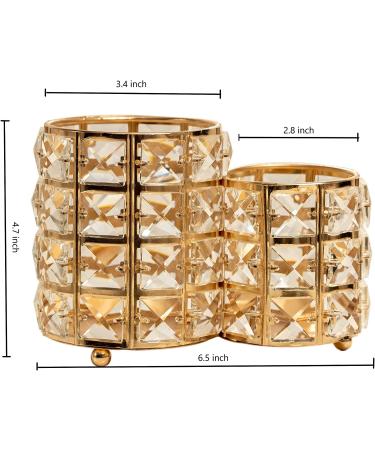 Crystal Makeup Brush Holder Organizer - Handcrafted Bling Vanity Storage Cup (Gold) - Buy Online on GoSupps.com
