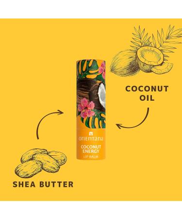 Orientana Coconut Energy Lip Balm - 98% Natural Vegan Care with Shea Butter & Vitamin E | Organic Moisturizer for Dry Lips - 4.2g - Buy Online on GoSupps.com