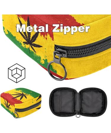 Stylish Menstruation Pad Bag with Zipper | Women's Tampon & Napkin Organizer | Abstract Marijuana & Rastafarian Design - Buy Online on GoSupps.com