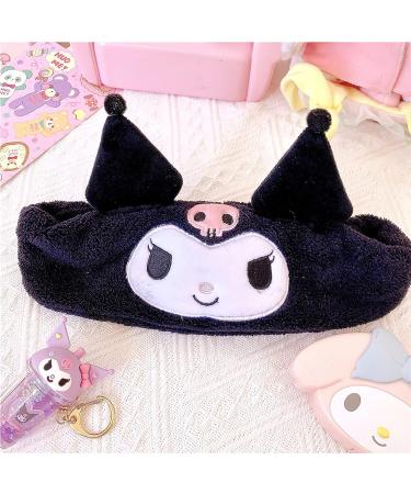 CASASO Kawaii Plush Headband - Cute and Stretchy Spa Headband for Washing Face, Makeup, Hair Wrap - Black - Buy Online on GoSupps.com