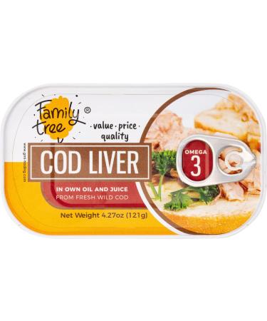 Family Tree Icelandic Wild Caught Cod Liver in Own Oil 4.27 oz (pack of 12) 51.24 Ounce (Pack of 1)