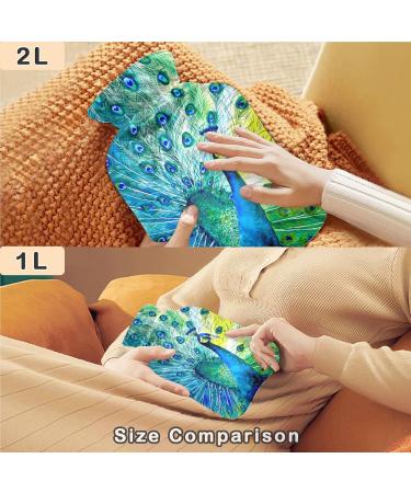 Naanle Watercolor Peacock Hot Water Bottle 1L for Pain Relief & Therapy | Transparent Heat Bottle for Hands & Feet - Buy Online on GoSupps.com