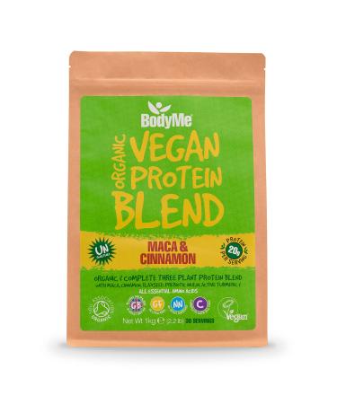 BodyMe Organic Vegan Protein Powder Blend Maca Cinnamon - Superfood Boosted - Unflavoured - Dairy Free - Soy Free - Prebiotic (30 Servings 1kg)