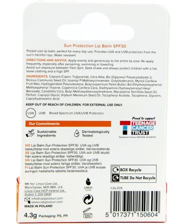 Calypso SPF 30 Sun Protection Lip Balm - Moisturizing and Nourishing Formula - Buy Online on GoSupps.com