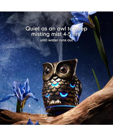 ALIEYE Owl Essential Oils Diffuser - Hand-Painted Ceramic 200ML Quiet with Waterless Shut-Off Cool Mist & 7 LED Colors - Perfect for Bedroom Home & Office - Buy Online on GoSupps.com