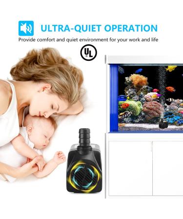 CWKJ 400GPH Submersible Water Pump - Durable 25W Outdoor Fountain Pump for Aquarium, Pond, Fish Tank - 6.5ft Power Cord, 3 Nozzles - Hydroponics, Backyard Fountain - Buy Online on GoSupps.com