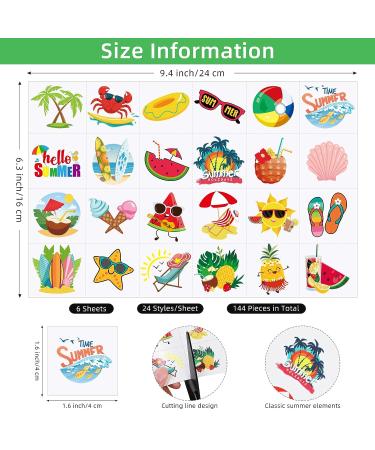 ADXCO Summer Pool Party Tattoos - 144 Pieces Waterproof Temporary Tattoos for Kids and Adults - Tropical Luau Themed Designs - 6 Sheets, 24 Styles - Beach Party Decorations and Favors - Buy Online on GoSupps.com