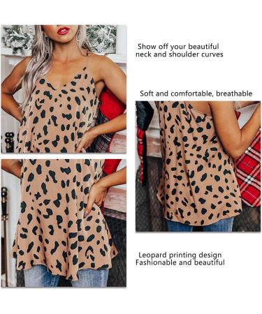 Shop Women's Leopard Spaghetti Strap V-Neck Tank Top - Casual Summer Shirt - Buy Online on GoSupps.com
