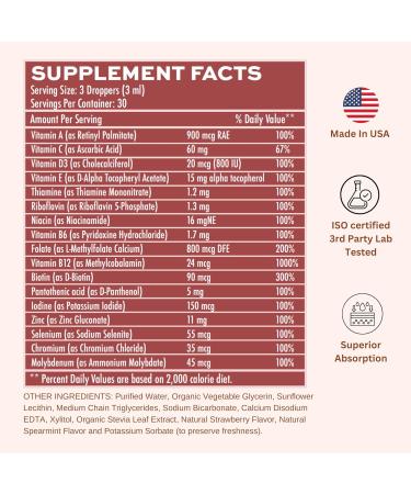 Vitaminally Liposomal Men's 50+ Liquid Multivitamin Drops | Non-GMO | Sugar Free | Gluten Free | 30 Day Supply | 3 FL Oz | Supports Brain Health Immunity and Energy Production - Buy Online on GoSupps.com