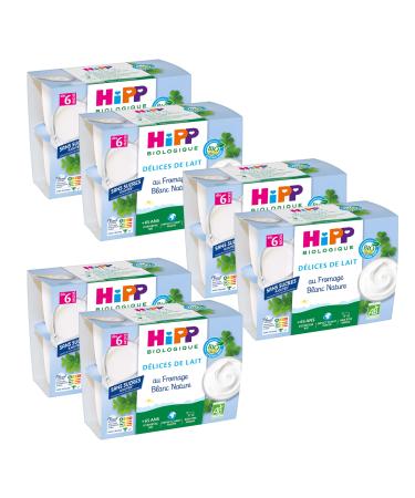 Hipp Organic Milk Delights White Cheese Nature Cups 4x100g - Pack of 6