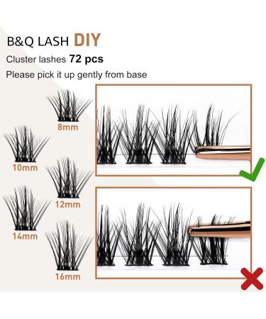 D Curl 12mm 72 Cluster Lashes | DIY Soft Wispy Eyelash Extensions B28 D-12mm - Buy Online on GoSupps.com