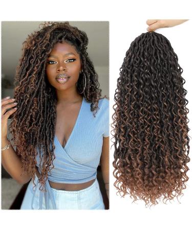 6 Packs Curly Faux Locs Crochet Hair, 22 Inch Goddess Locs Crochet Hair Hippie Locs Synthetic Braids, Boho Style Crochet Braids (22 Inch, 6 Packs, T1B/30) T1B/30 22 Inch (Pack of 6)