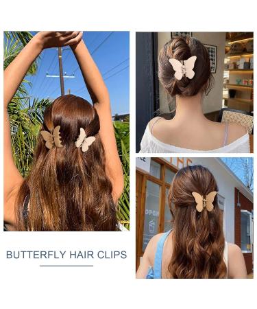 6 Pcs Butterfly Flower Heart Hair Claw Clips - Non-Slip Matte Large Clips for Thick & Thin Hair - Light Coffee/Light Brown - Buy Online on GoSupps.com