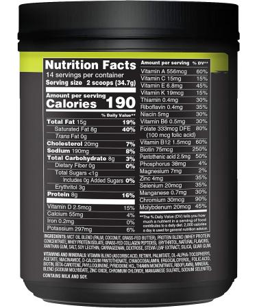 Nature Fuel Keto Meal Replacement Powder - Gluten Free with Coconut Oil MCTs and Grass-Fed Butter - Creamy Vanilla Milkshake - 14 Servings - 17.1 Fl Oz - Buy Online on GoSupps.com