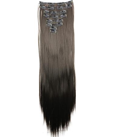 CAISHA by PRETTYSHOP XXL 24 Straight Brown Clip In Hair Extensions 8 Pieces Set - #8 Brown | CES2 - Buy Online on GoSupps.com