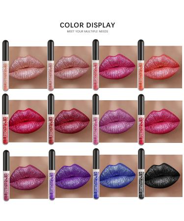 Dulele Lipstick Set - 12 Shiny Waterproof Colors | Long-Lasting Metallic & Matte Lip Gloss | Perfect for Halloween & Festivals | International Shipping - Buy Online on GoSupps.com