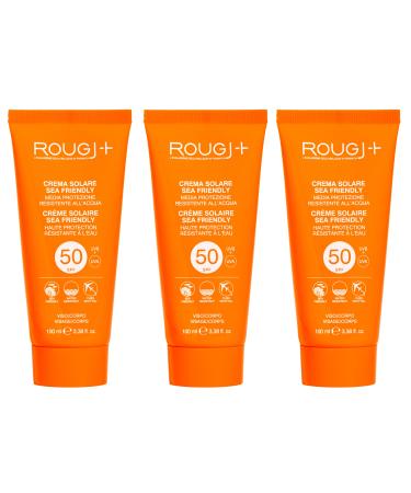 Rougj Cr me Solaire SPF 50+ Visage & Corps 100 ml X3 Protection Solaire Tr s Haute R sistante l Eau Peaux Sensibles Sans Parfum Dermatologiquement Test e Made in Italy 50 SPF 100ml X3
