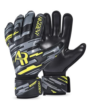 Anrrew football goalkeeper gloves with finger protection and double wrist protection.Goalkeeper gloves ensure extreme strong control and grip.For young people children and adults yellow & black 5