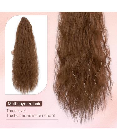 32 Inch Drawstring Ponytail Extension | Long Curly Wavy Hairpiece for Women | Synthetic Hair | Light Auburn - Buy Online on GoSupps.com