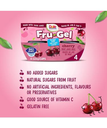 Dole Fru-Gel Cherry Fruit Juice Gels Fun and Healthy School Snack your kids will love! Made with 100% Fruit Juice & No Added Sugar (123g 24 Total Cups) - Buy Online on GoSupps.com