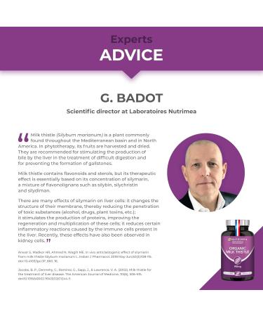 Organic Milk Thistle - Pure Seed Powder Excipient Free - Triple Action Liver Supplement: Detoxify Protect & Strengthen - 120 Vegan Capsules - High Strengh - French Expertise - Nutrimea - Buy Online on GoSupps.com