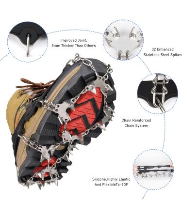 Bluever Ice Klampen Crampons - 32 Stainless Steel Spikes for Mountain Shoes | Ideal for Hiking Trekking Climbing & Winter Activities | XL Size Available - Buy Online on GoSupps.com