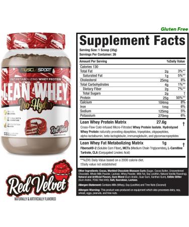 Musclesport Lean Whey Revolution Protein Powder - Low Calorie Whey Isolate - 25g Protein Red Velvet Flavor - International Shipping Available - Buy Online on GoSupps.com