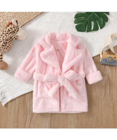 Soft Light Pink Flannel Bathrobe for Toddler Boys & Girls | Cozy Winter Nightwear 5-6 Years - Buy Online on GoSupps.com
