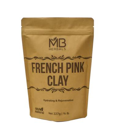 MB Herbals French Pink Clay 227g (Half Pound) | Montmorrillonite Pink Clay (French Rose Clay) | Mild, Hydrating Clay suitable for Sensitive, Matured & Acne-Prone Skin