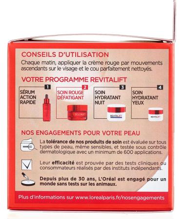 L Or al Paris - Revitalift - Anti-Fatigue & Energizing Red Care - Anti-Wrinkle & Extra-Firming - Enriched with Pro-Retinol and Red Ginseng - For All Skin Types - 50 ml - Buy Online on GoSupps.com