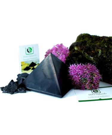 Heka Naturals 10cm Polished Shungite Pyramid - Home Decor Gemstone for Chakra Healing and Negative Energy Protection with Sage - Healing Crystals - Buy Online on GoSupps.com