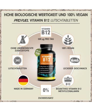 Vitamin B12 Sucking Tablets 480x | 500 g Methylcobalamin | Vegan Sugar-Free Delicious Lemon Flavor | High Dose B12 Supplement - Buy Online on GoSupps.com