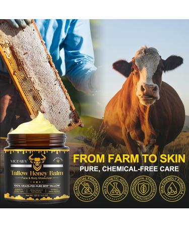 VIOFAIRY Beef Tallow for Skin Whipped Tallow Honey Balm for Face -Fed Beef Tallow & Raw Wild Honey - Organic Moisturizer for Soft Smooth Skin- Light Scent Moisturizing Natural Formula 8.4 Oz - Buy Online on GoSupps.com