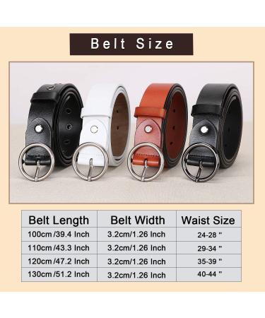 SUOSDEY Women's Fashion Leather Belt with Classic Round Buckle - White (29-34 Waist) - Buy Online on GoSupps.com