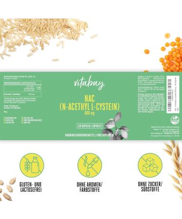 Vitabay NAC Capsules 600mg - Vegan N-Acetyl Cysteine Supplement (120 Caps) | Laboratory Tested High-Quality NAC for Enhanced Wellness - Buy Online on GoSupps.com