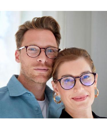 Opulize Blue Light Blocking Glasses 2 Pack - Slim Round Frame with Spring Hinges for Men & Women - Improve Sleep & Gaming - Clear Front with Black Arms (BB60-C +0.00 Diopter) - Buy Online on GoSupps.com