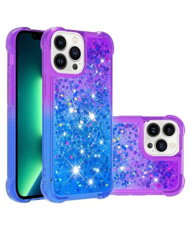 Tivenfezk nadoli glitter drive sand shell for iPhone 15 pro silicone shockproof gradient colored waterfall cell phone shell transparent bumper protective cover liquid transparent case iPhone 15 per violet blue