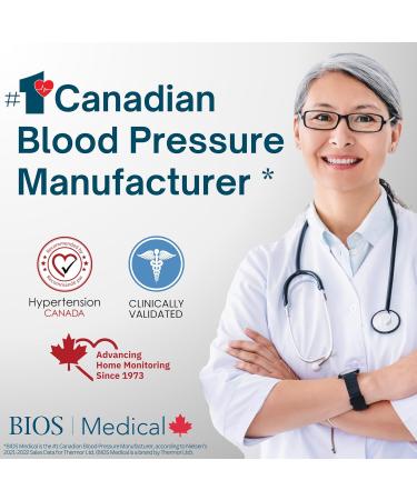 BIOS Diagnostics Blood Pressure Monitor - with Atrial Fibrillation Screening #1 Canadian Blood Pressure Manufacturer* Home Use Upper Arm Reading AFIB Large Display 200 measurements Averaging Mode - Buy Online on GoSupps.com