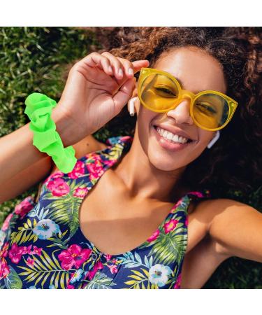 2 Pack Neon Hair Gum Scrunchy - Shining Green Satin Hair Ties for Women | Glittery Silk Hair Jewelry - Buy Online on GoSupps.com