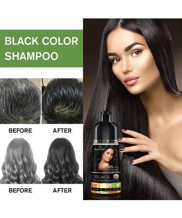 Herbishh Hair Color Shampoo for Gray Hair 500ml | 3-in-1 Magic Hair Dye | Long-Lasting Color in Minutes | Ammonia-Free Formula | Black Hue - Buy Online on GoSupps.com