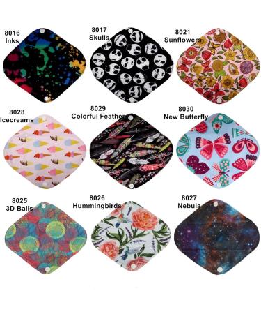 12 Pieces 8 Inch Charcoal Bamboo Mama Cloth/Menstrual Pads/Reusable Sanitary Pads/Panty Liners - You Choose 12 from 25 Designs and Send The Message to Me - Buy Online on GoSupps.com