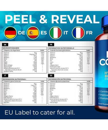 Mayfair Nutrition Marine Collagen Capsules 1470mg Complex - High Strength with Hyaluronic Acid, Biotin, Turmeric, Vitamin C, E, B2, D3 & Minerals - Women's Hydrolyzed Supplements - Made in UK - Buy Online on GoSupps.com
