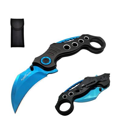 ALBATROSS EDC Cool Spring Assisted Folding Pocket Knives Tactical Sharp Raptor Claw Knife Blue